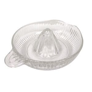 Vintage Clear Glass Citrus Juicer Reamer 6" Ribbed Tab Handle & Pour Spout